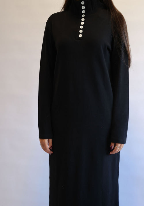 9 button black dress